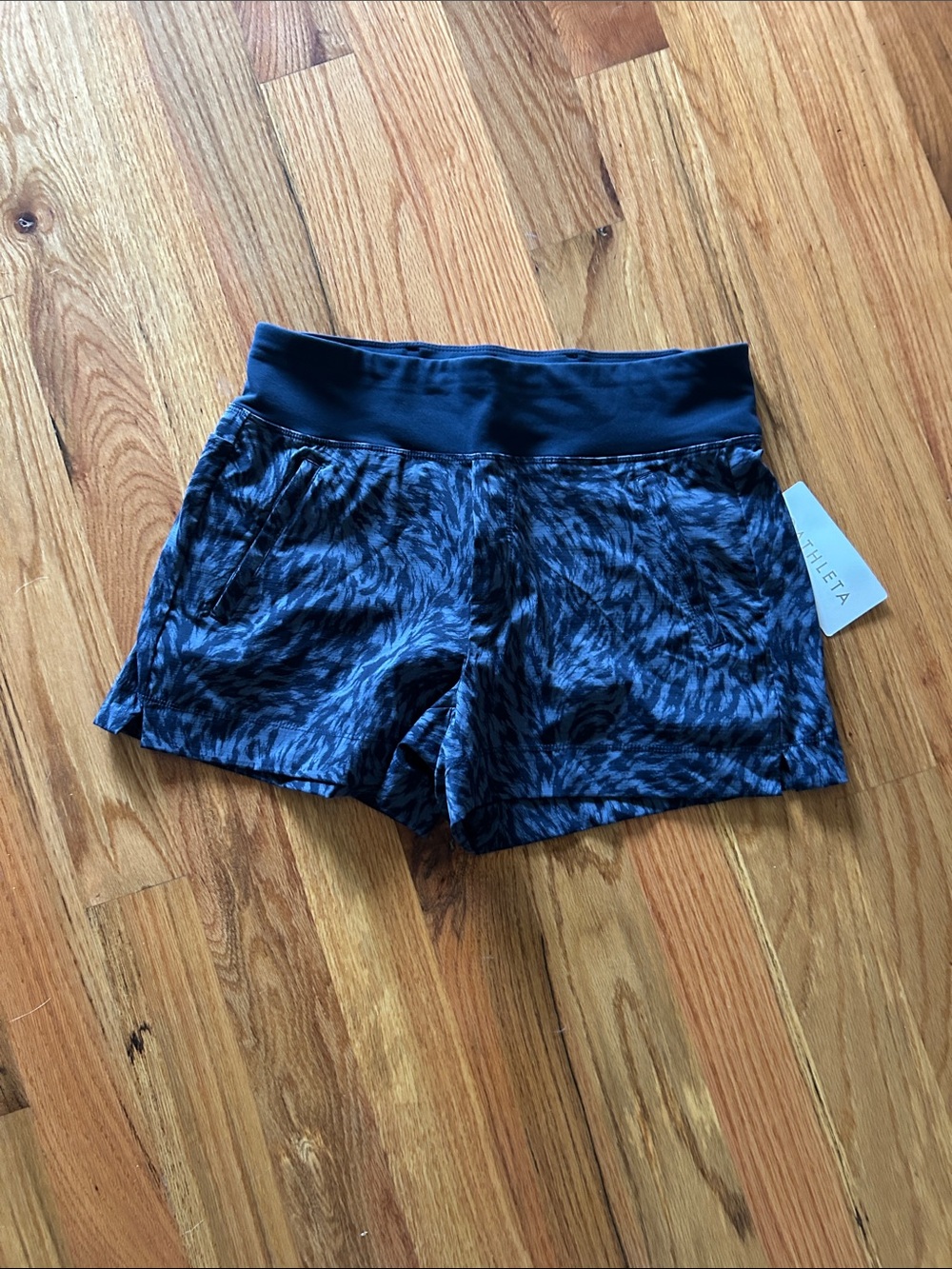 Athleta Navy & Black Patterned Athletic Shorts